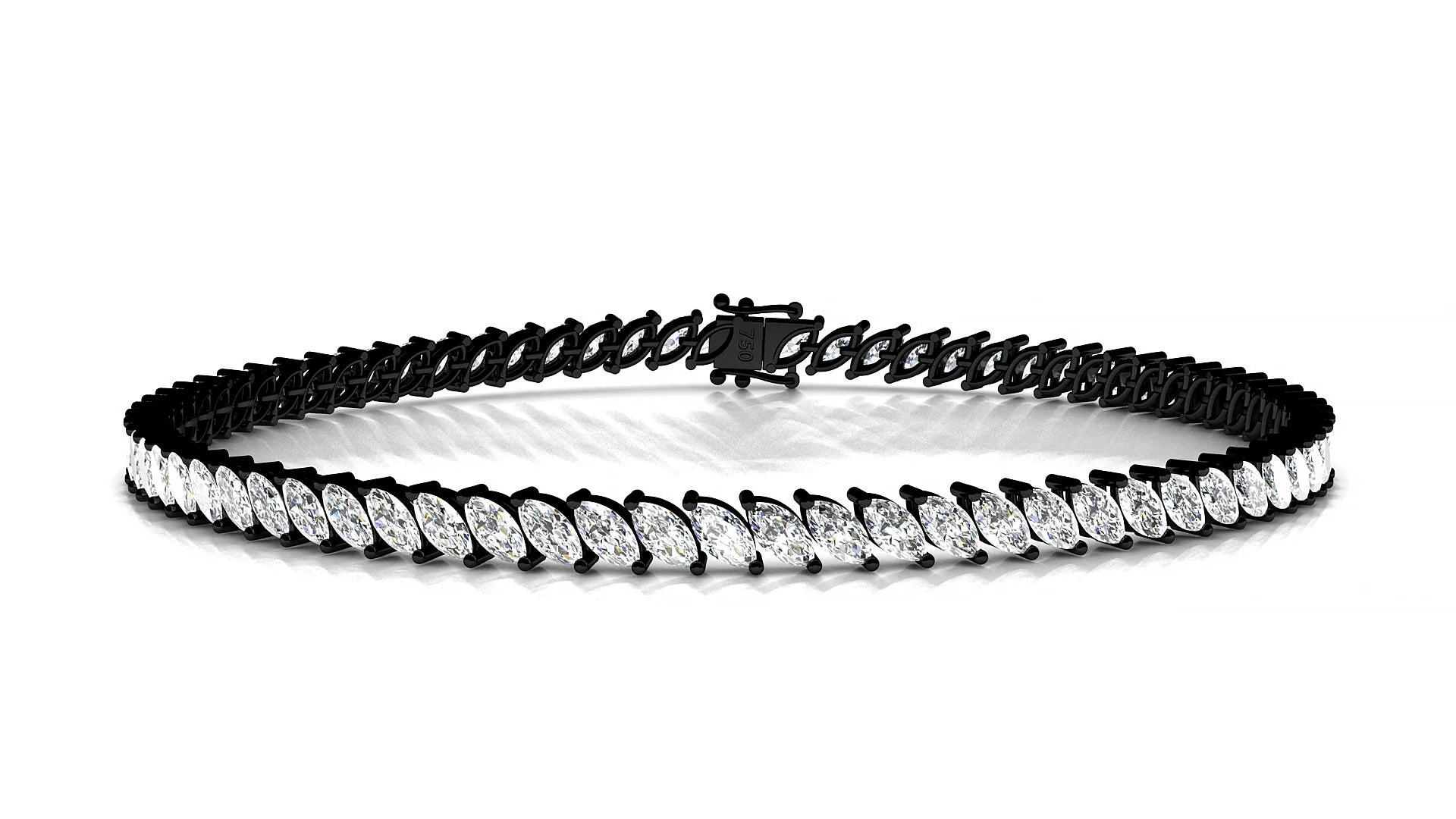 Venezia | 18k Black Gold 4 x 2 mm Marquise Lab-Grown Diamond 18 cm Tennis Bracelet