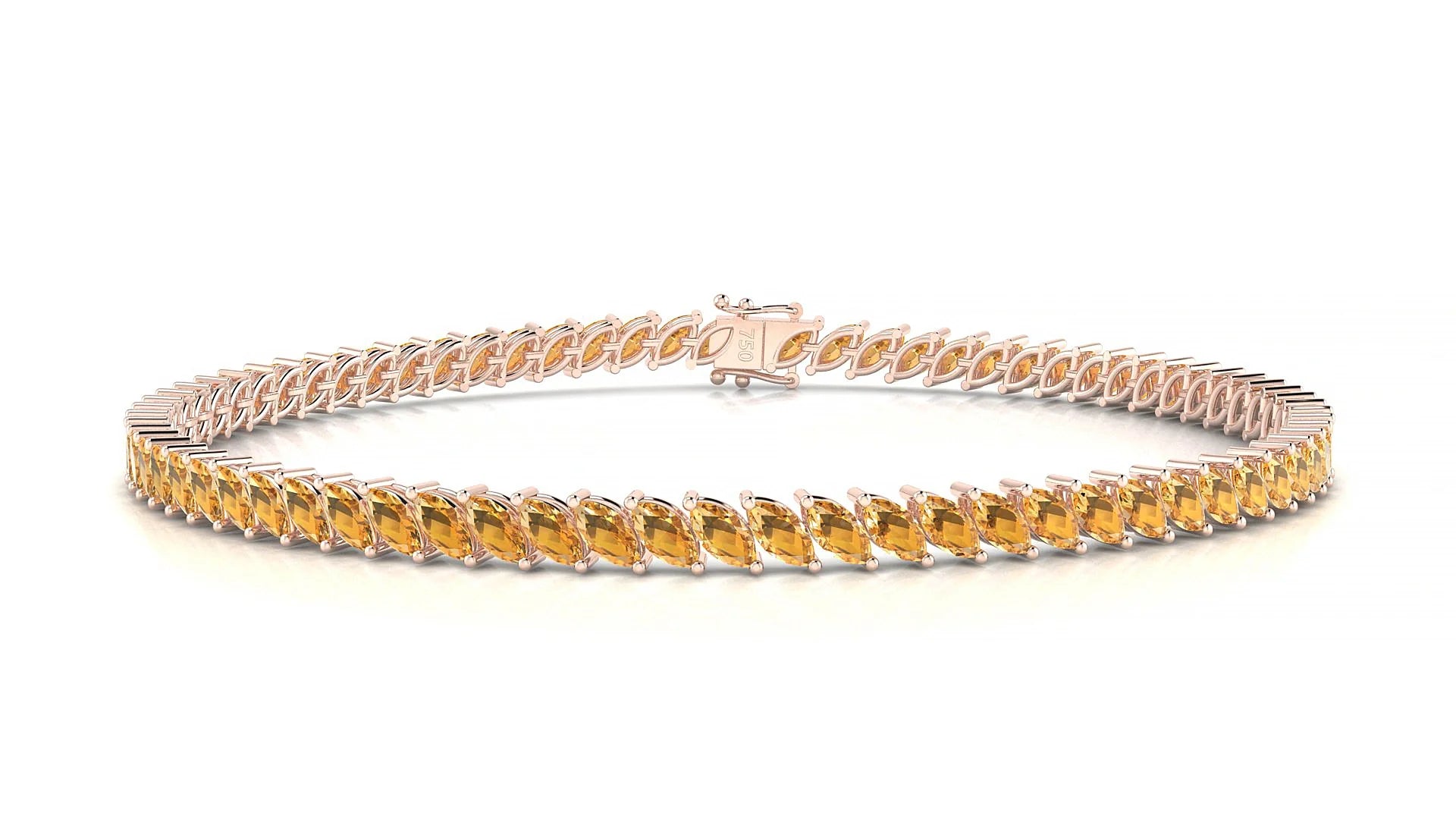 Venezia | 18k Rose Gold 4 x 2 mm Marquise Natural Citrine Tennis Bracelet