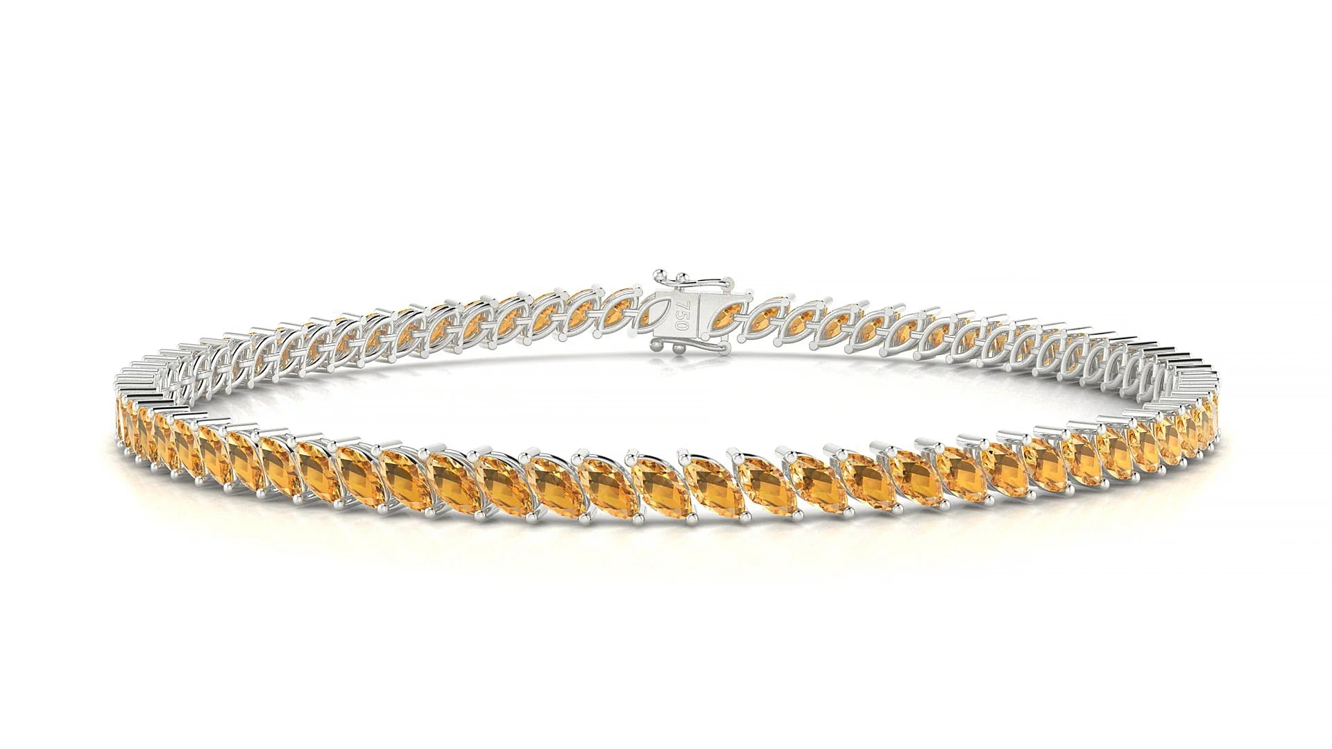 Venezia | 18k White Gold 4 x 2 mm Marquise Natural Citrine Tennis Bracelet