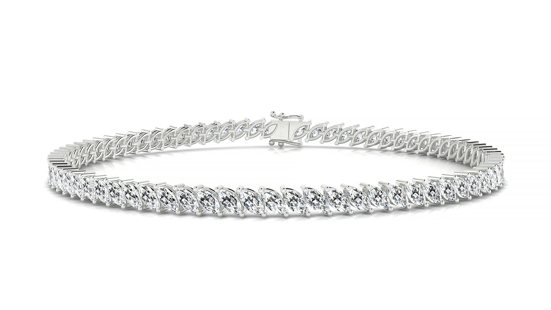 Venezia | 18k White Gold 4 x 2 mm Marquise Natural Diamond Tennis Bracelet