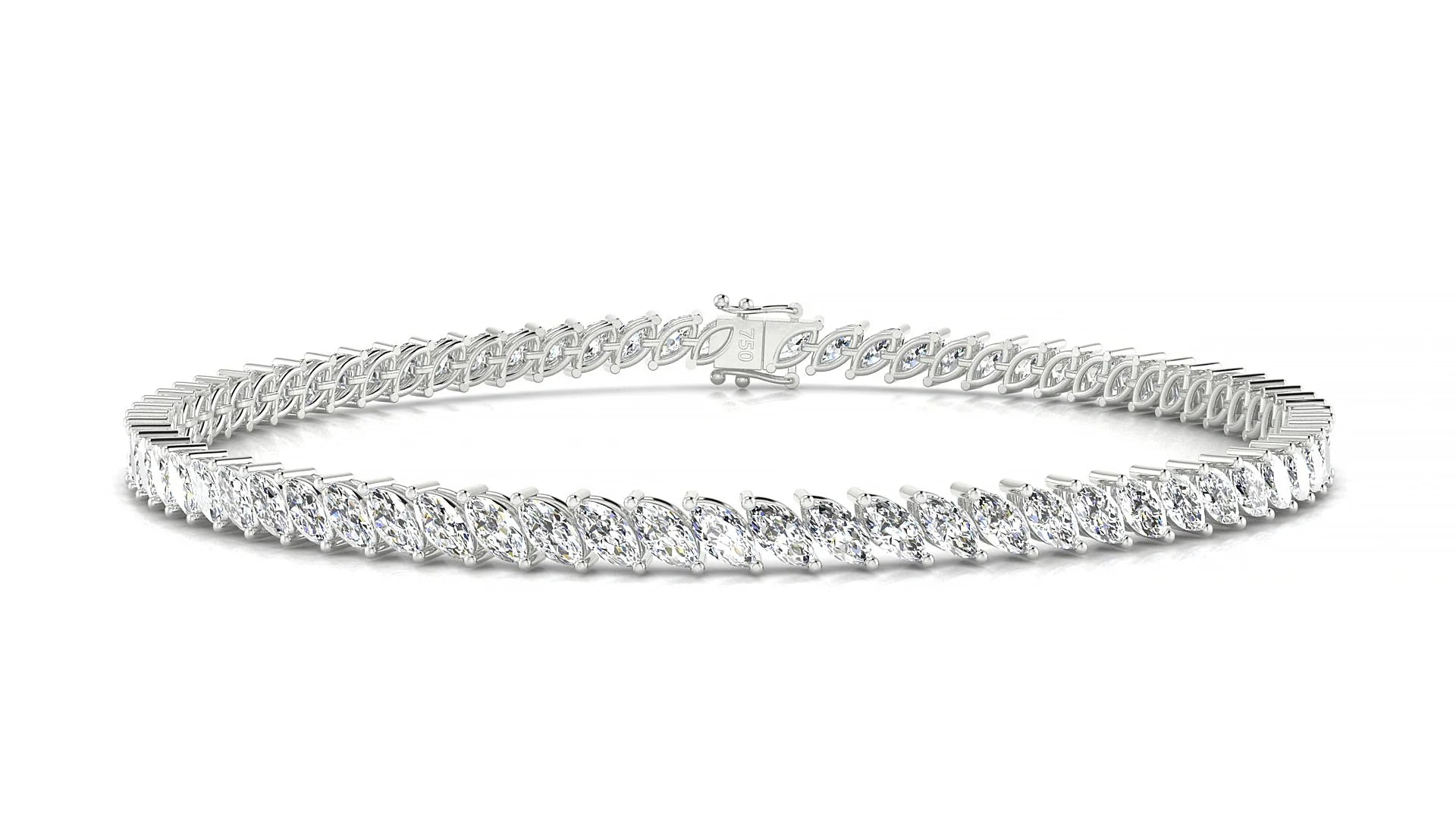 Venezia | 18k White Gold 4 x 2 mm Marquise Lab-Grown Diamond 18 cm Tennis Bracelet