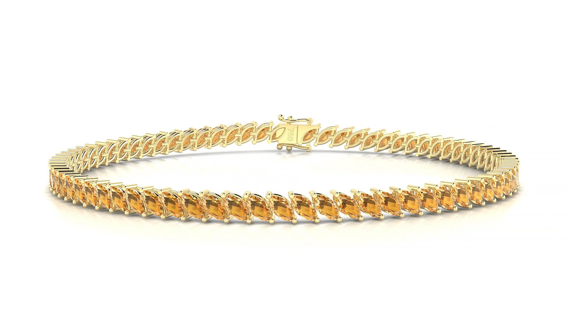 Venezia | 18k Yellow Gold 4 x 2 mm Marquise Natural Citrine Tennis Bracelet