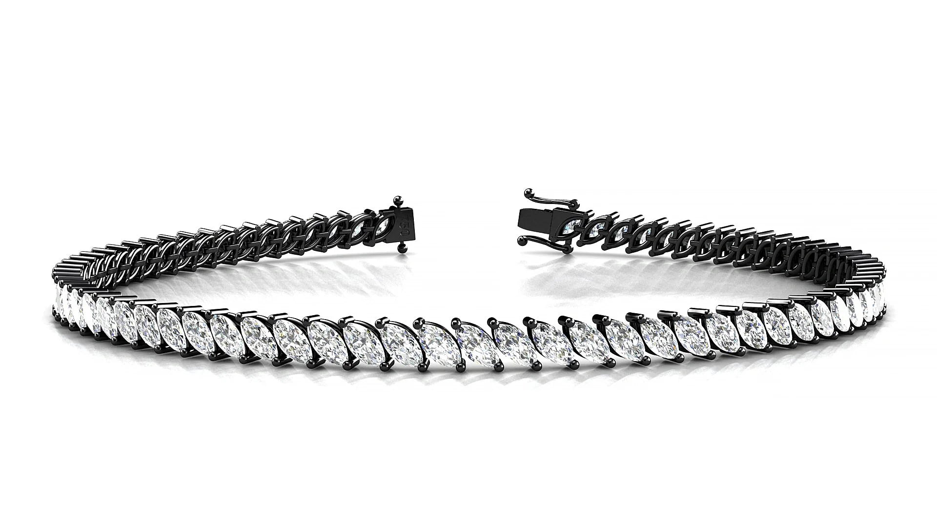 Venezia | 18k Black Gold 4 x 2 mm Marquise Lab-Grown Diamond 18 cm Tennis Bracelet