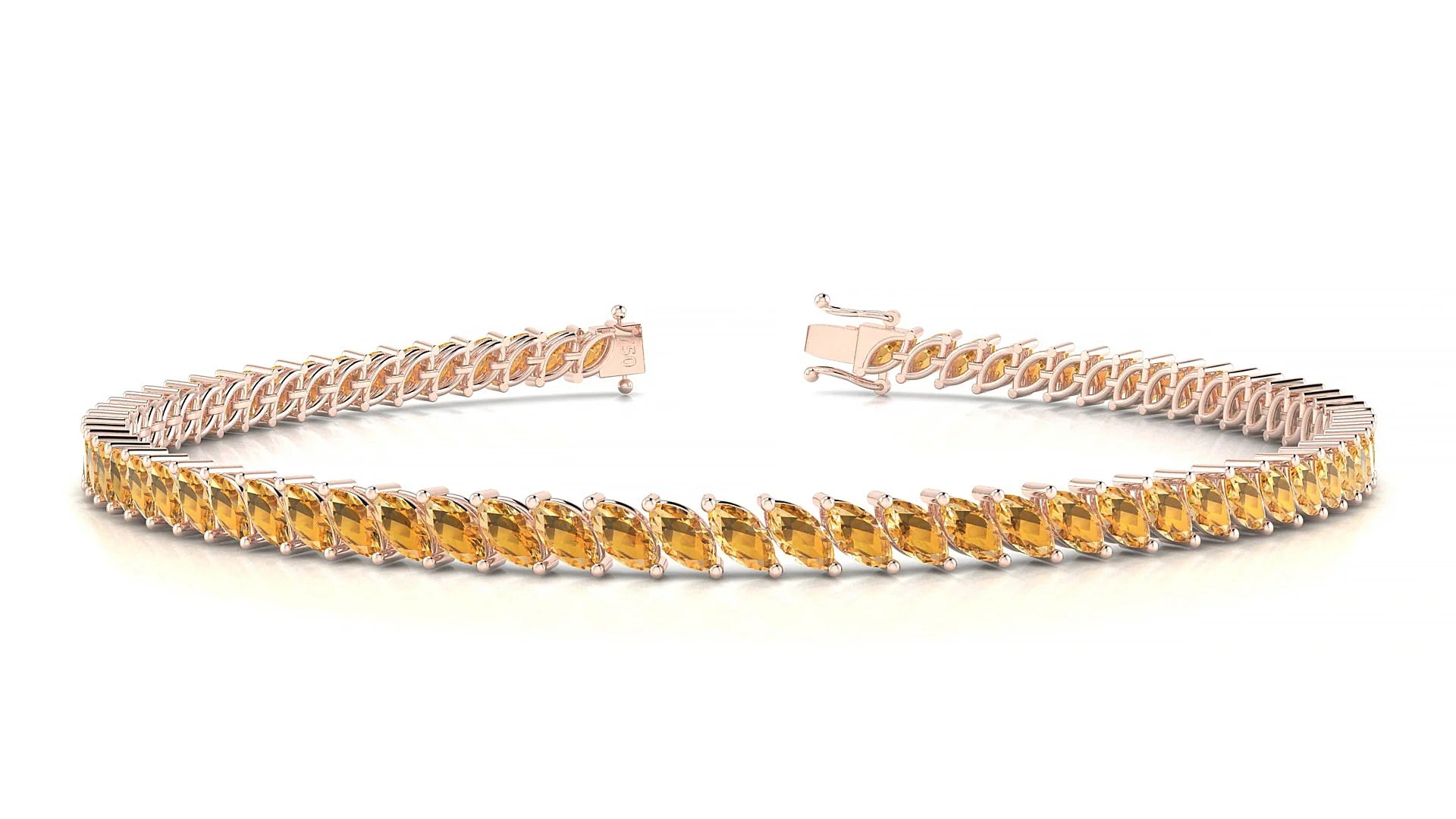 Venezia | 18k Rose Gold 4 x 2 mm Marquise Natural Citrine Tennis Bracelet