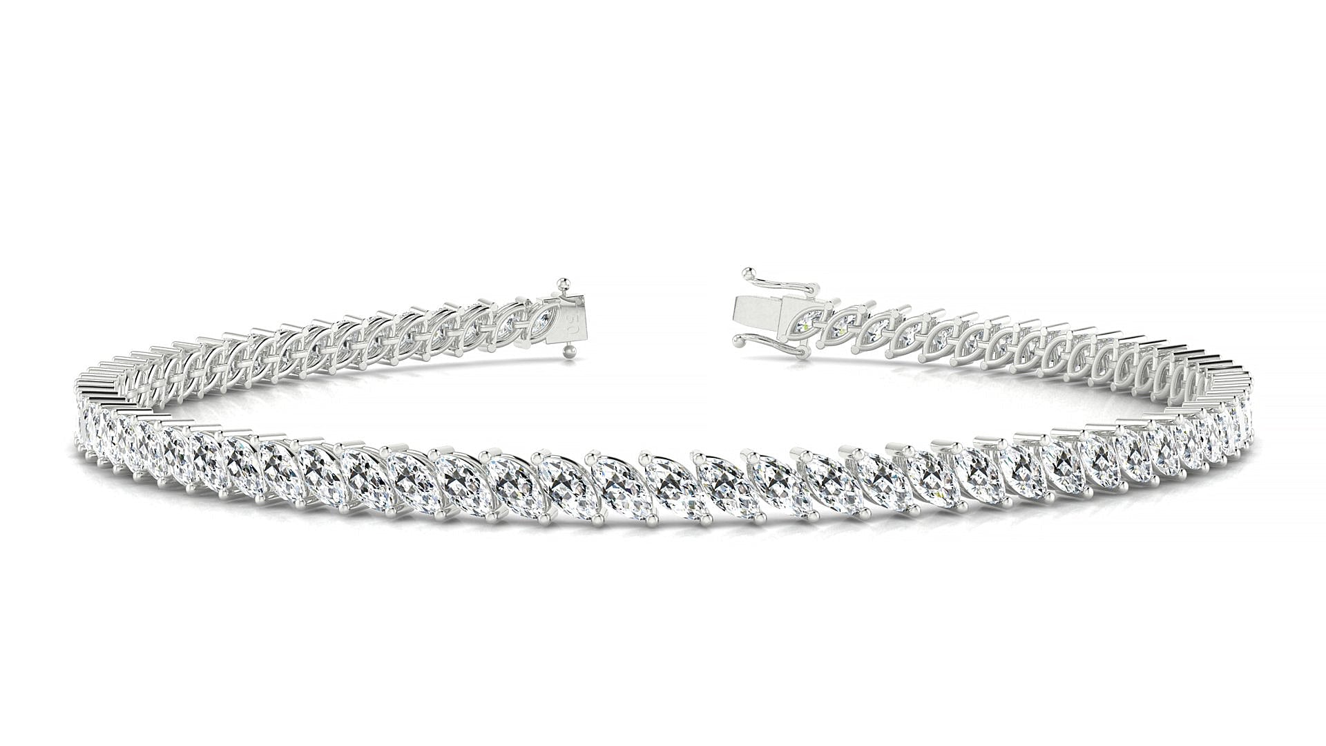 Venezia | 18k White Gold 4 x 2 mm Marquise Natural Diamond Tennis Bracelet