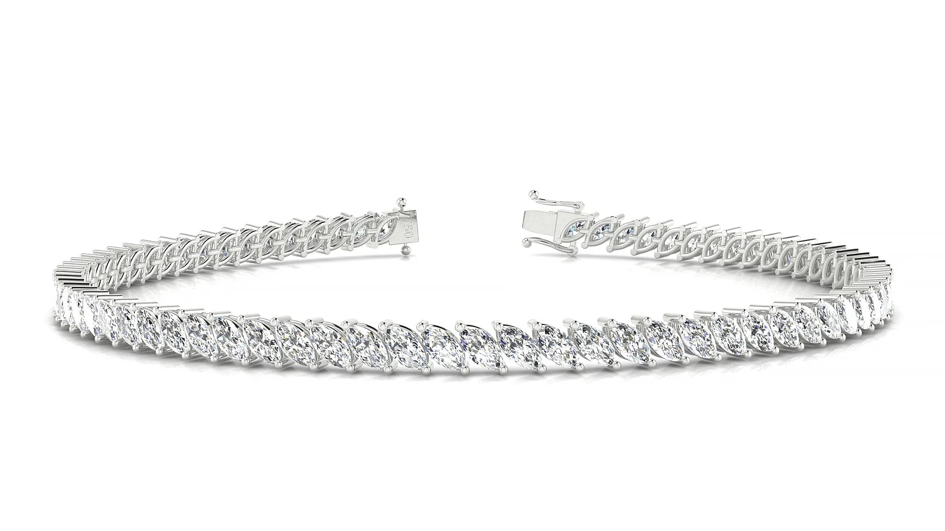 Venezia | 18k White Gold 4 x 2 mm Marquise Lab-Grown Diamond 18 cm Tennis Bracelet