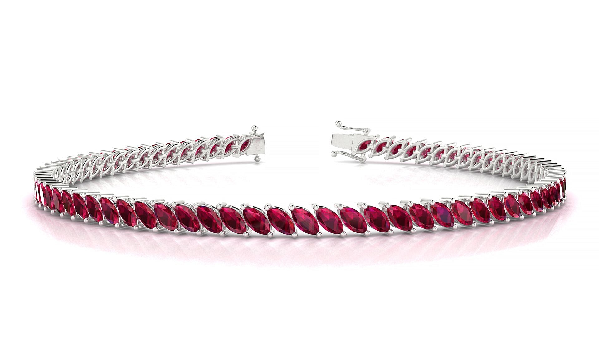 Venezia | 18k White Gold 4 x 2 mm Marquise Natural Ruby Tennis Bracelet