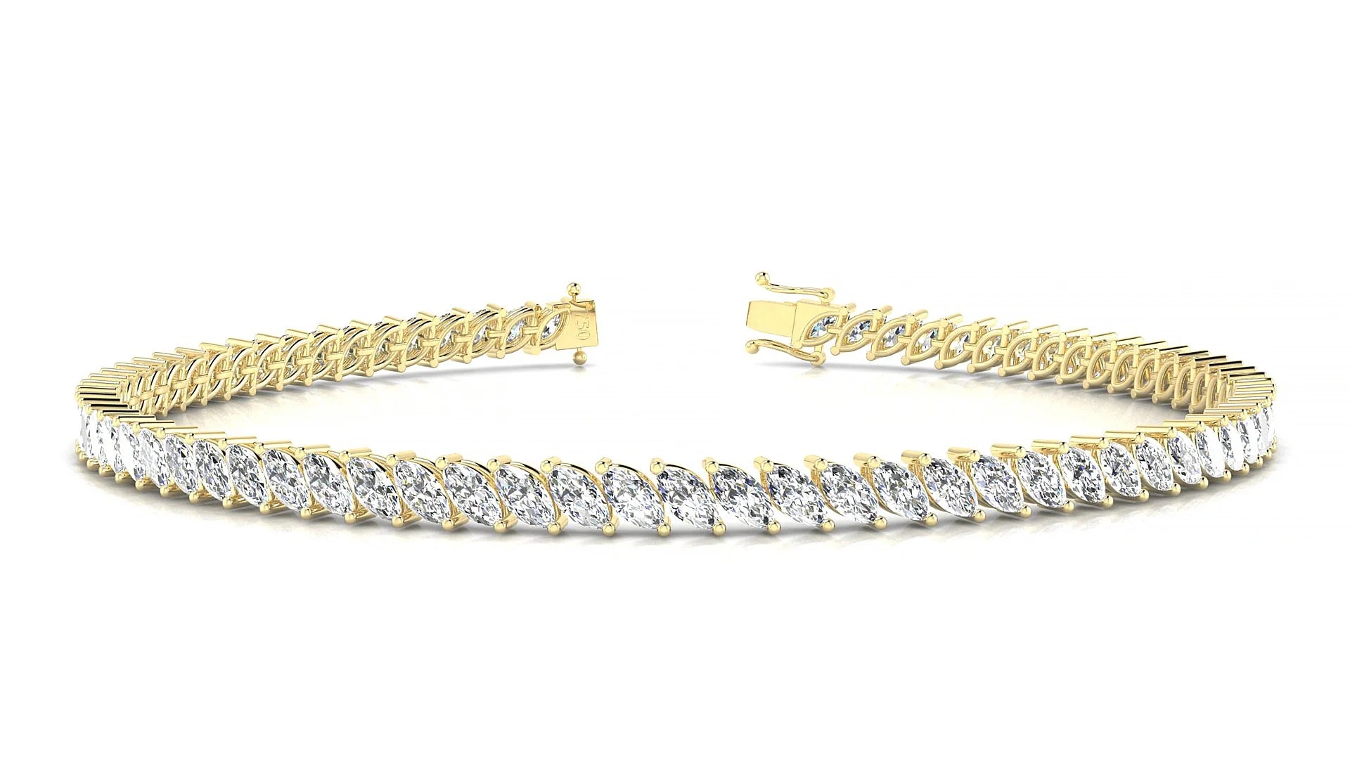 Venezia | 18k Yellow Gold 4 x 2 mm Marquise Lab-Grown Diamond 18 cm Tennis Bracelet