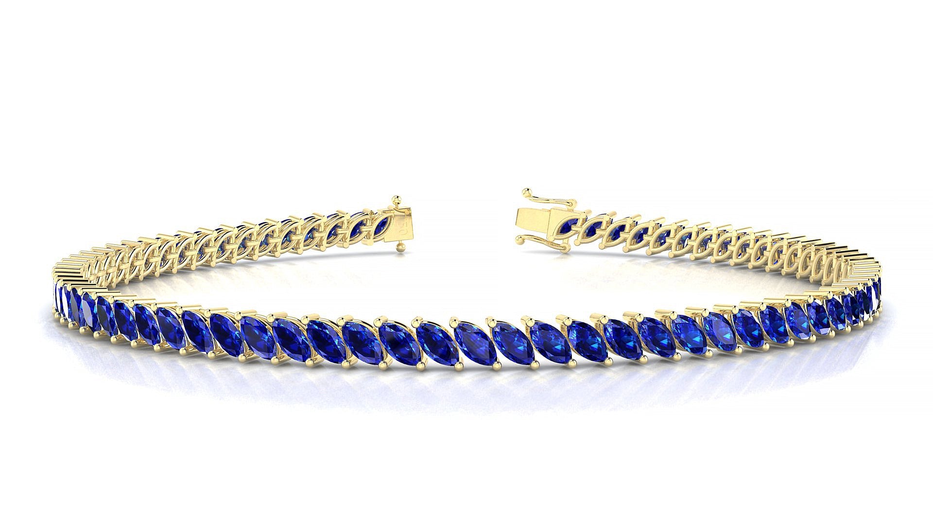 Venezia | 18k Yellow Gold 4 x 2 mm Marquise Natural Sapphire Tennis Bracelet