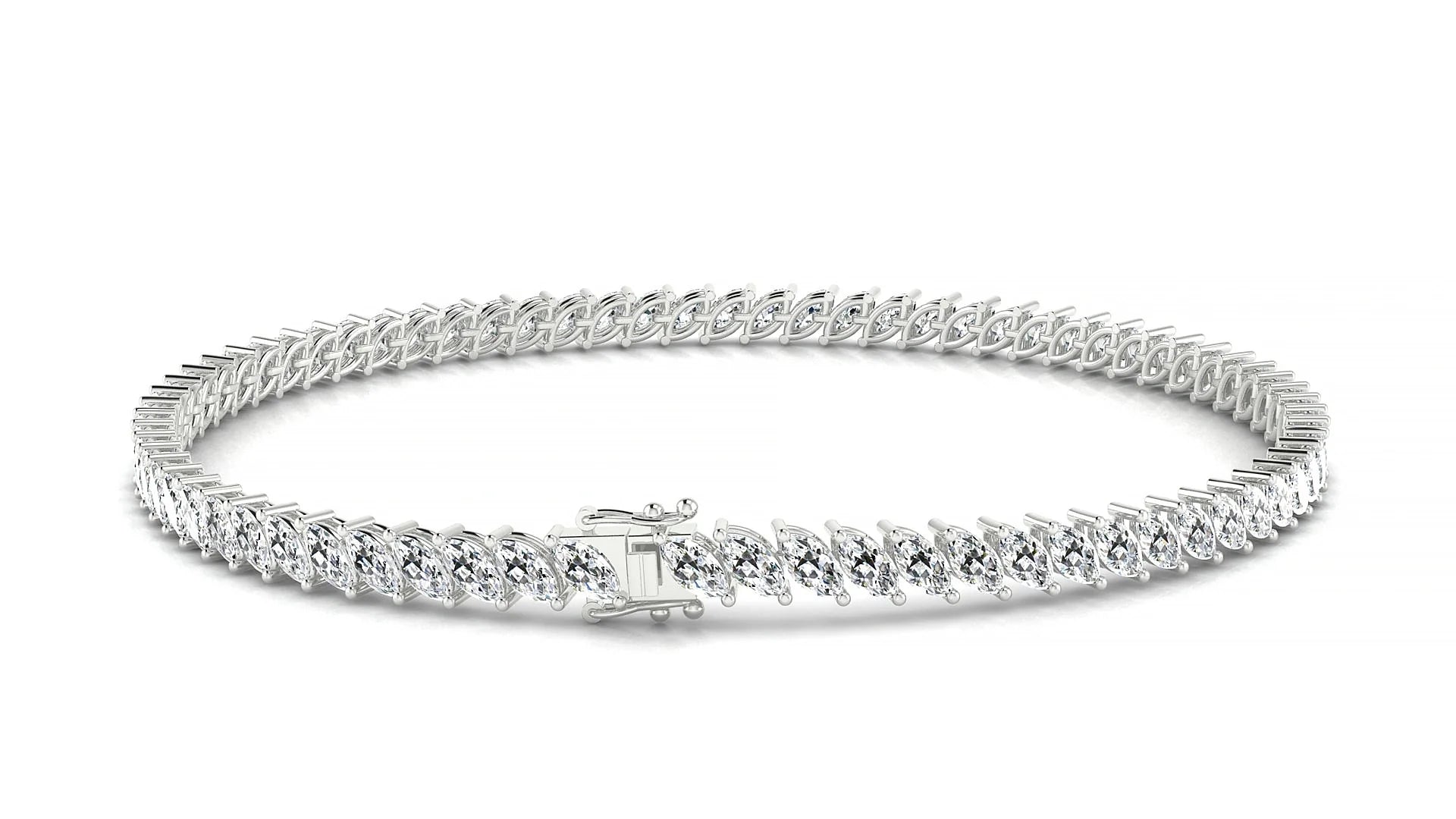 Venezia | 18k White Gold 4 x 2 mm Marquise Lab-Grown Diamond 18 cm Tennis Bracelet