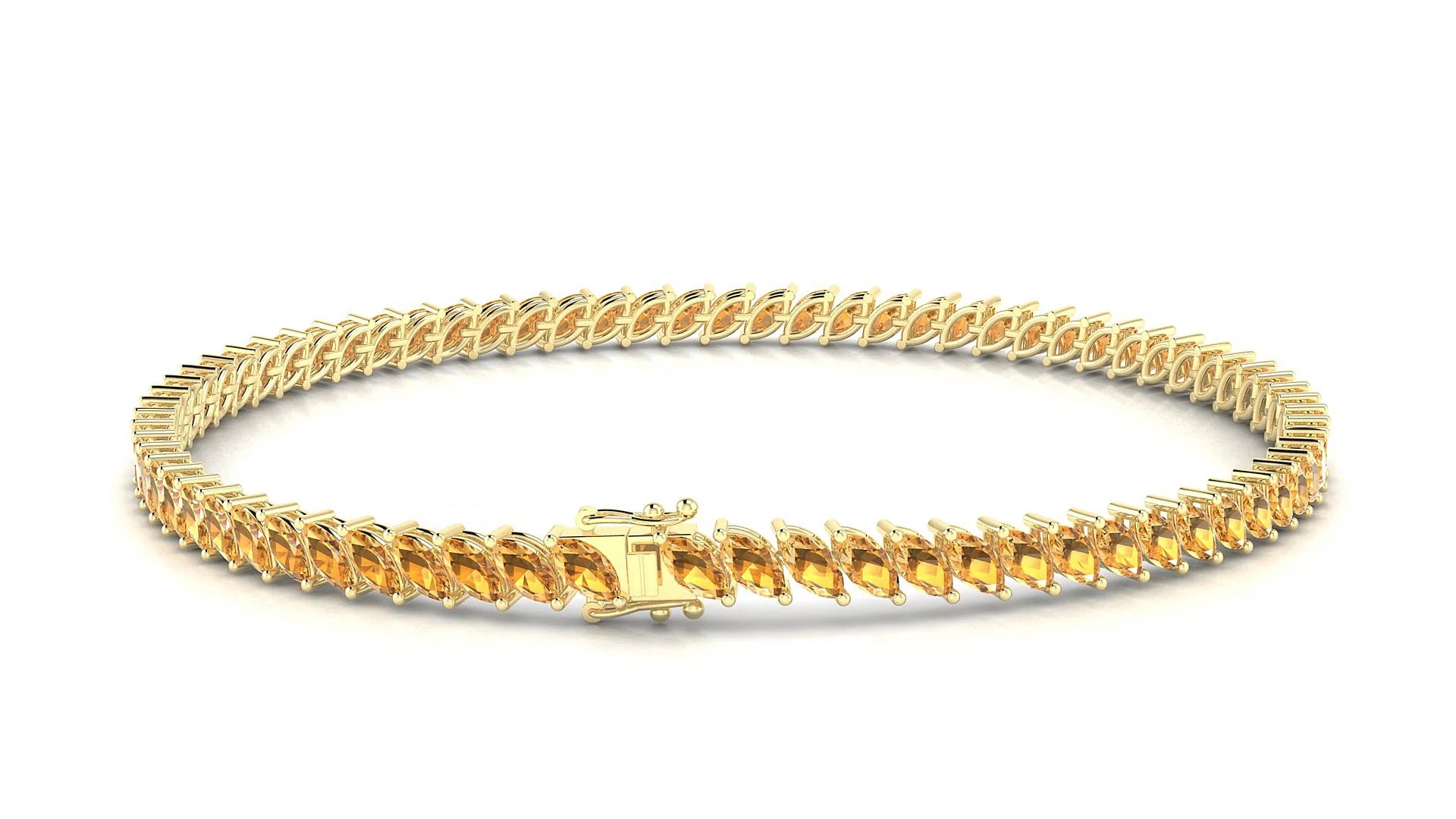 Venezia | 18k Yellow Gold 4 x 2 mm Marquise Natural Citrine Tennis Bracelet