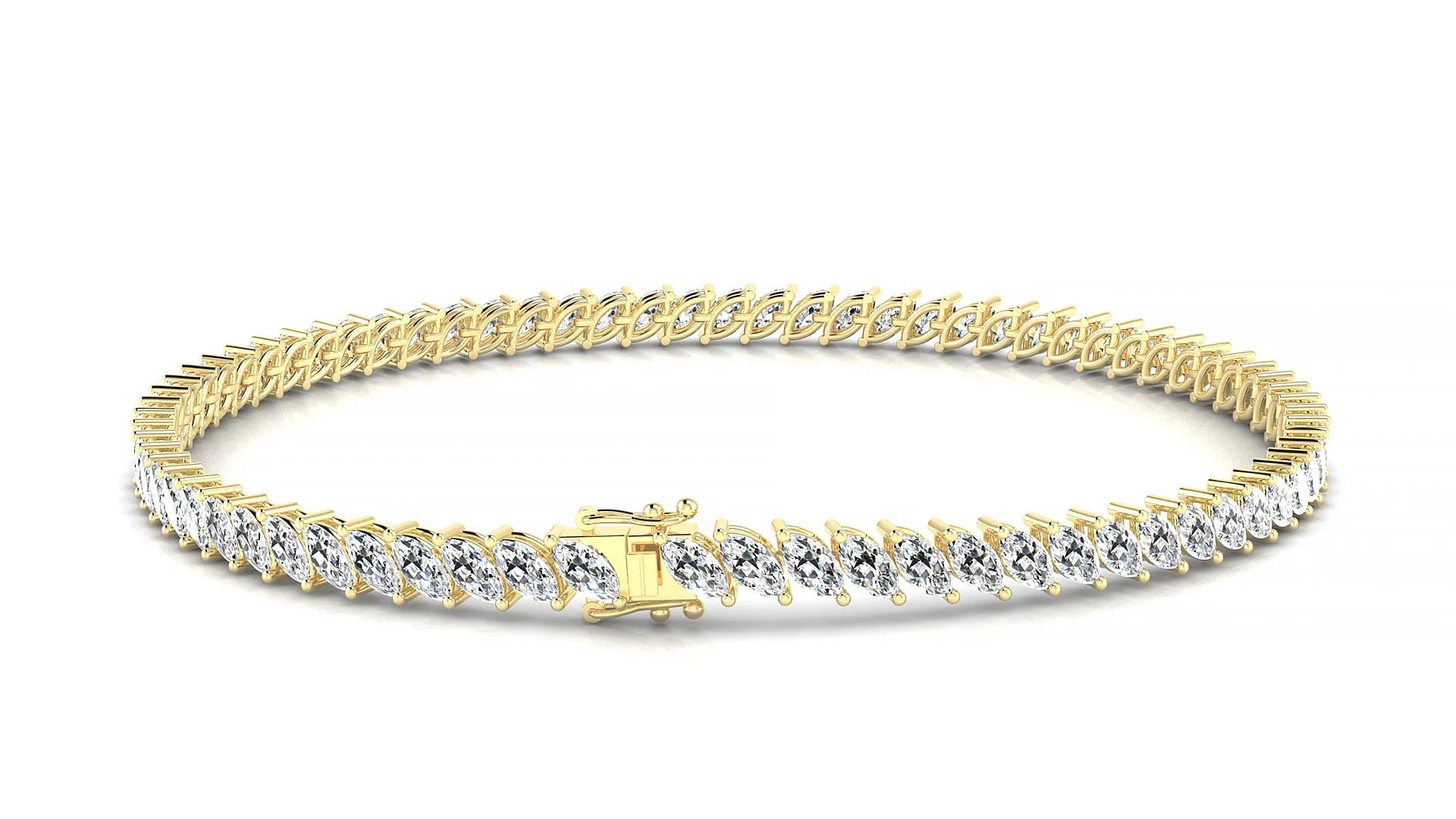 Venezia | 18k Yellow Gold 4 x 2 mm Marquise Lab-Grown Diamond 18 cm Tennis Bracelet