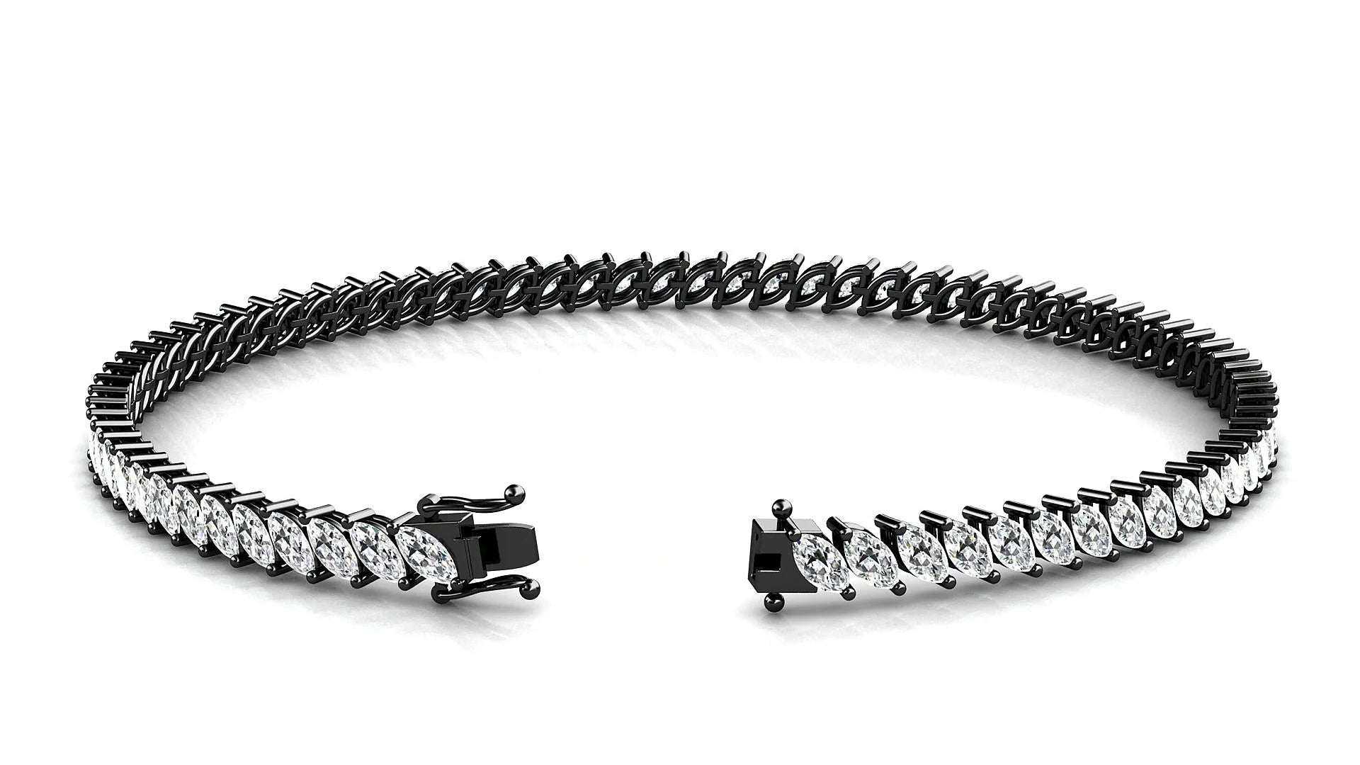 Venezia | 18k Black Gold 4 x 2 mm Marquise Lab-Grown Diamond 18 cm Tennis Bracelet