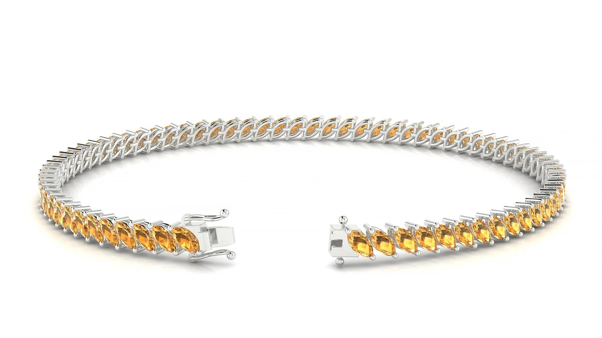 Venezia | 18k White Gold 4 x 2 mm Marquise Natural Citrine Tennis Bracelet