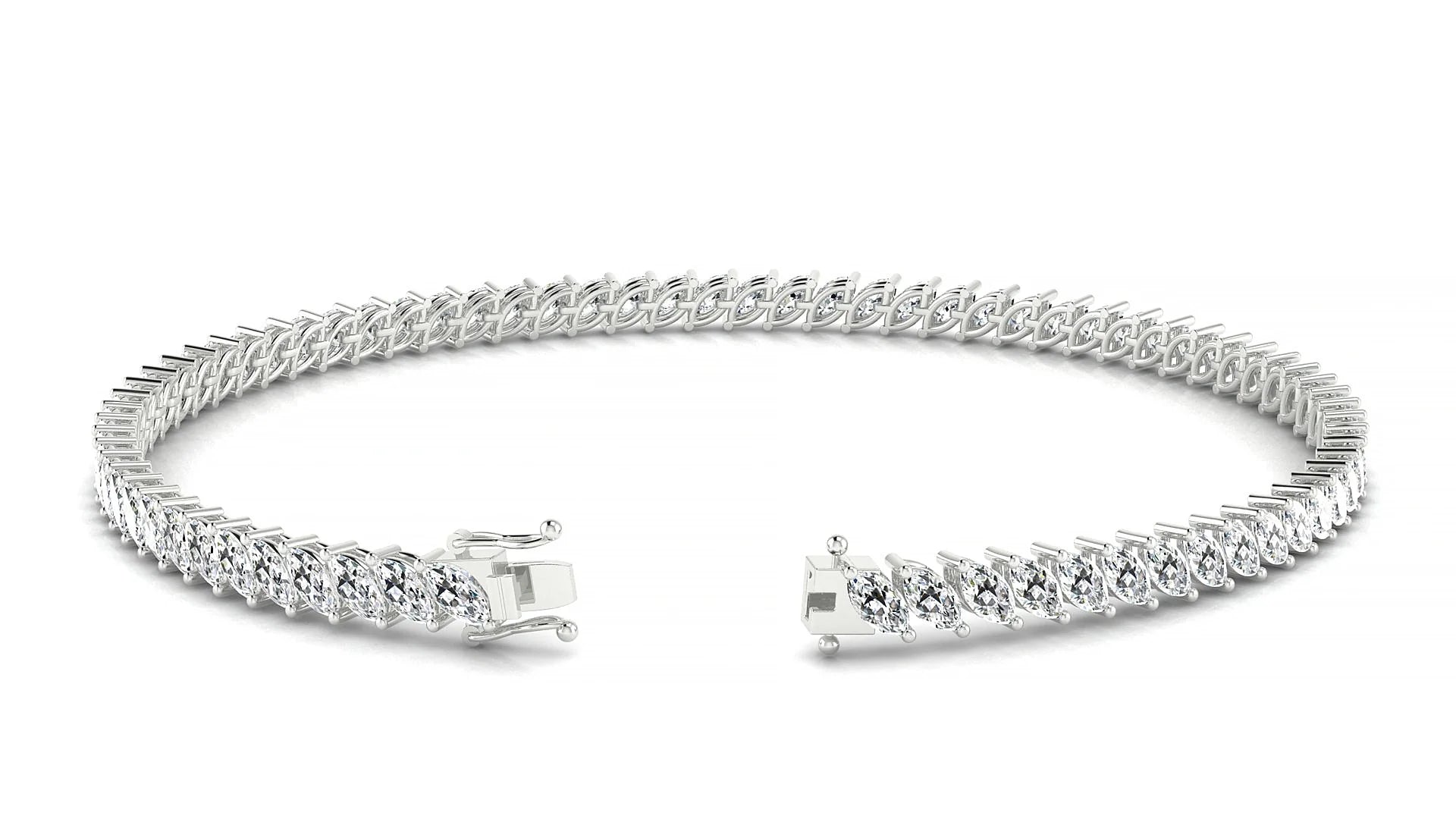 Venezia | 18k White Gold 4 x 2 mm Marquise Lab-Grown Diamond 18 cm Tennis Bracelet