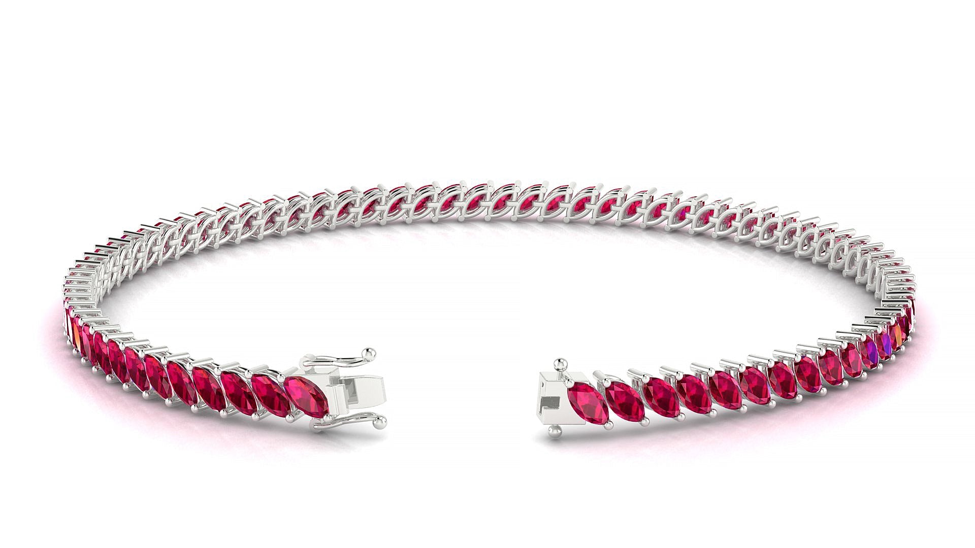 Venezia | 18k White Gold 4 x 2 mm Marquise Natural Ruby Tennis Bracelet
