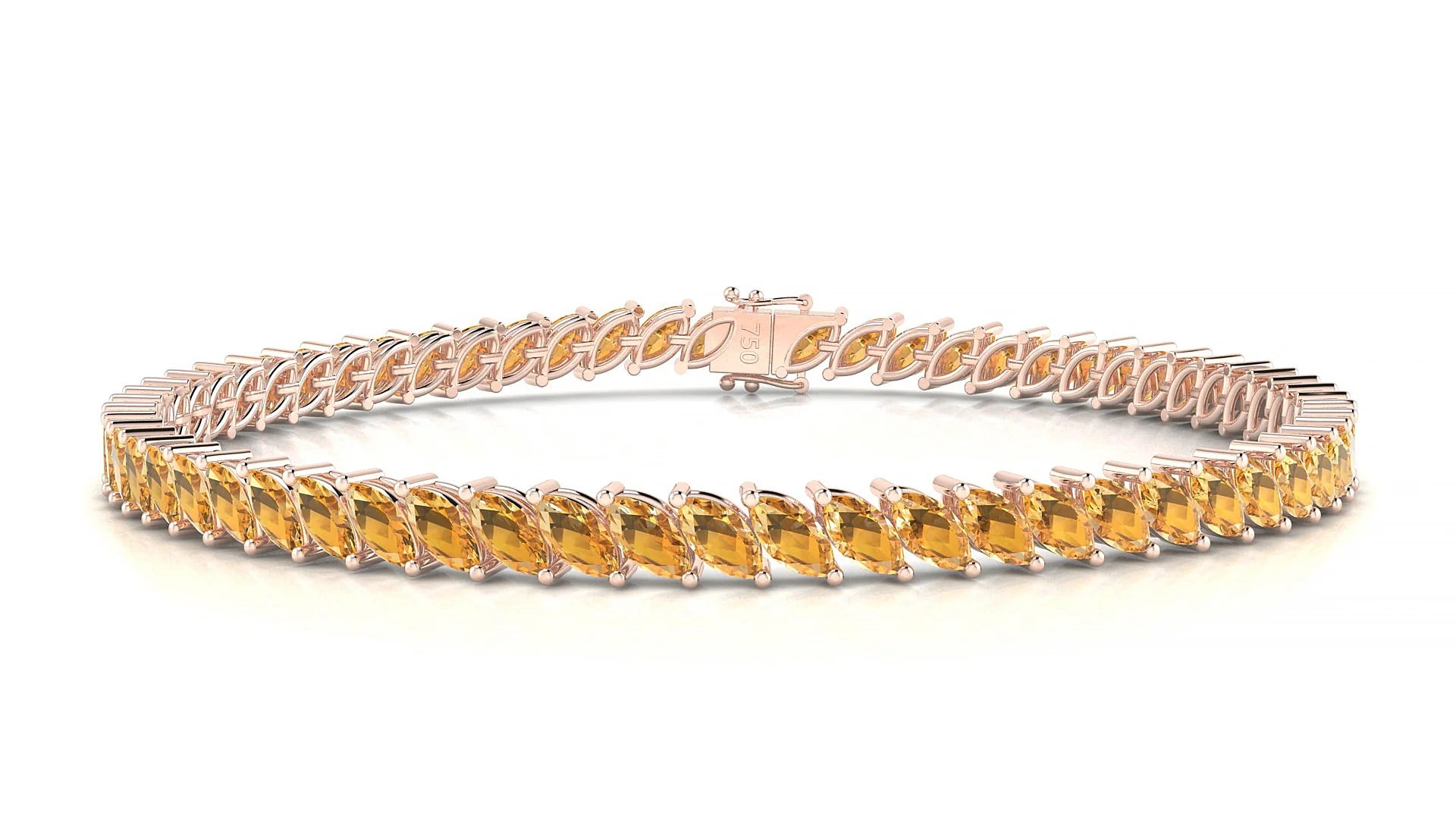 Venezia | 18k Rose Gold 5 x 2.5 mm Marquise Natural Citrine Tennis Bracelet