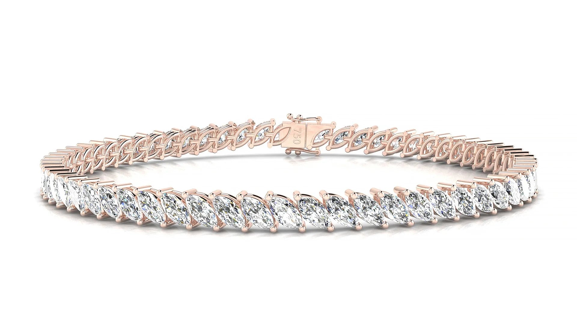 Venezia | 18k Rose Gold 5 x 2.5 mm Marquise Lab-Grown Diamond 18 cm Tennis Bracelet