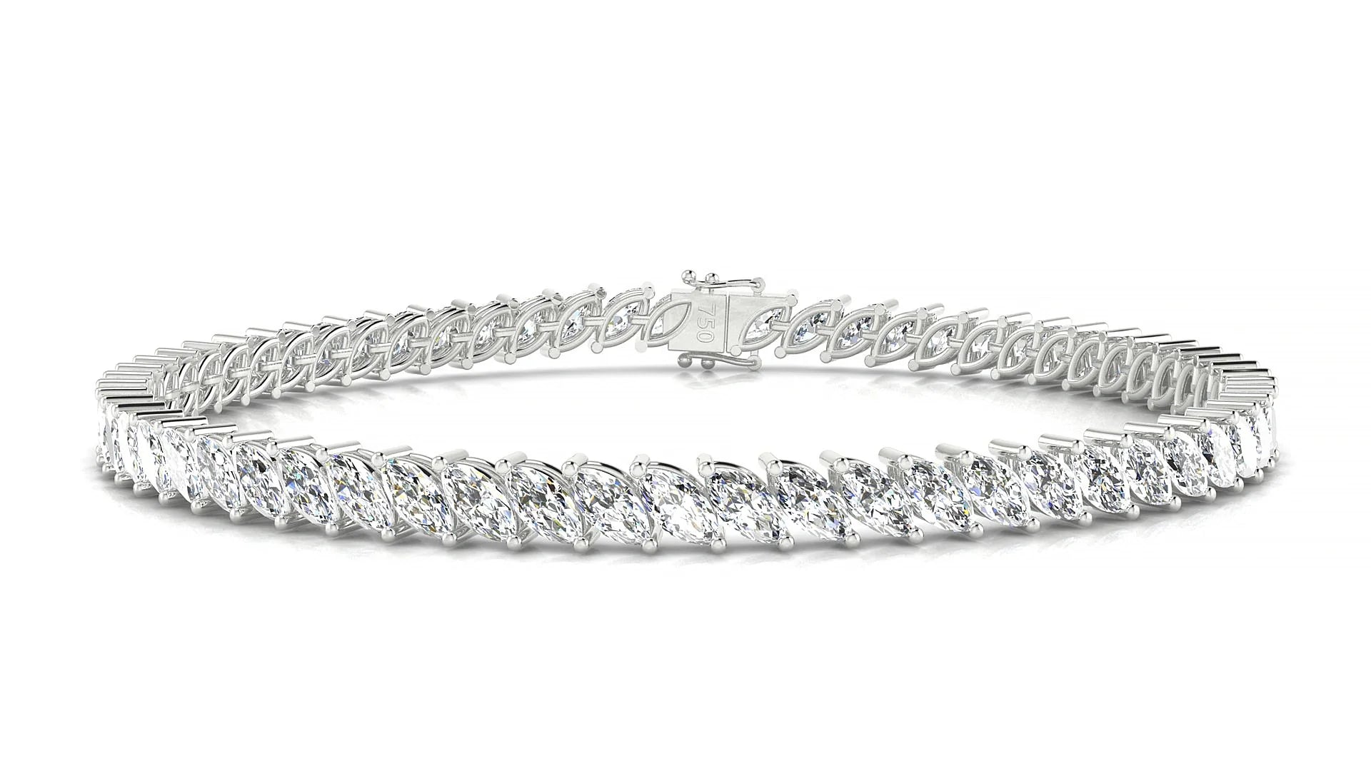 Venezia | 18k White Gold 5 x 2.5 mm Marquise Lab-Grown Diamond 18 cm Tennis Bracelet