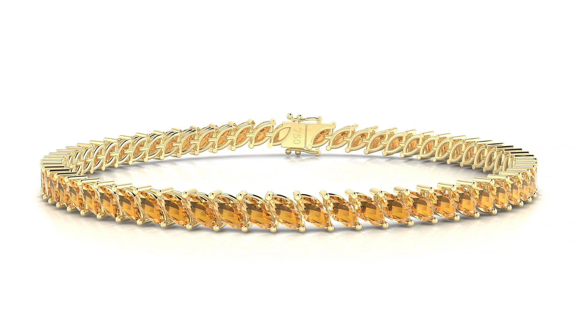 Venezia | 18k Yellow Gold 5 x 2.5 mm Marquise Natural Citrine Tennis Bracelet