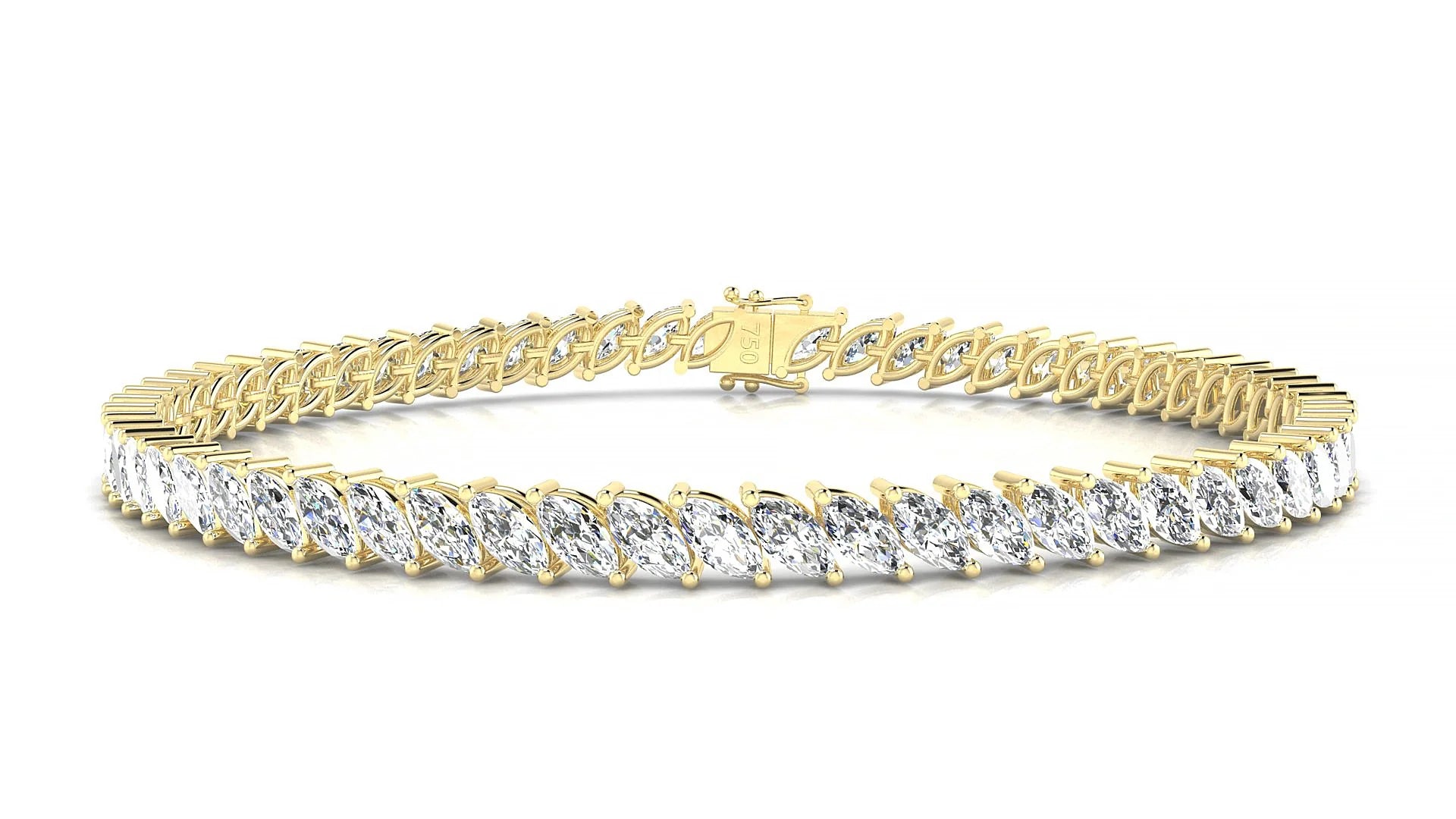 Venezia | 18k Yellow Gold 5 x 2.5 mm Marquise Lab-Grown Diamond 18 cm Tennis Bracelet