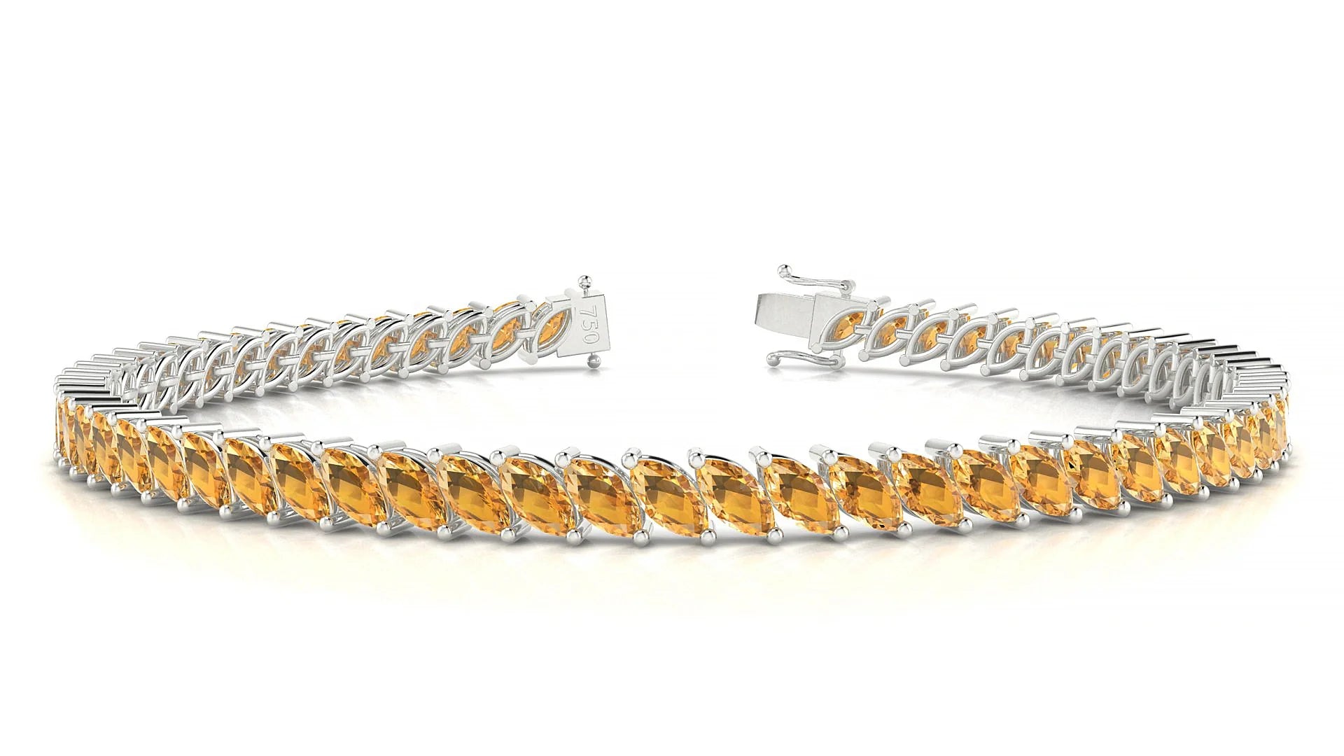 Venezia | 18k White Gold 5 x 2.5 mm Marquise Natural Citrine Tennis Bracelet