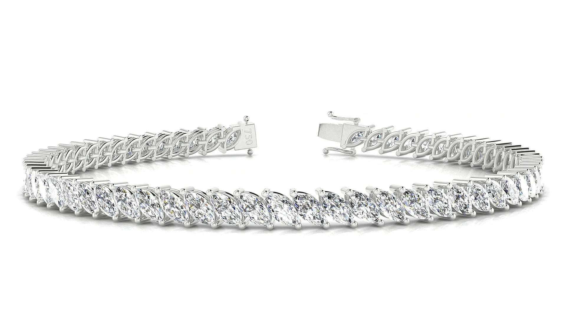 Venezia | 18k White Gold 5 x 2.5 mm Marquise Lab-Grown Diamond 18 cm Tennis Bracelet