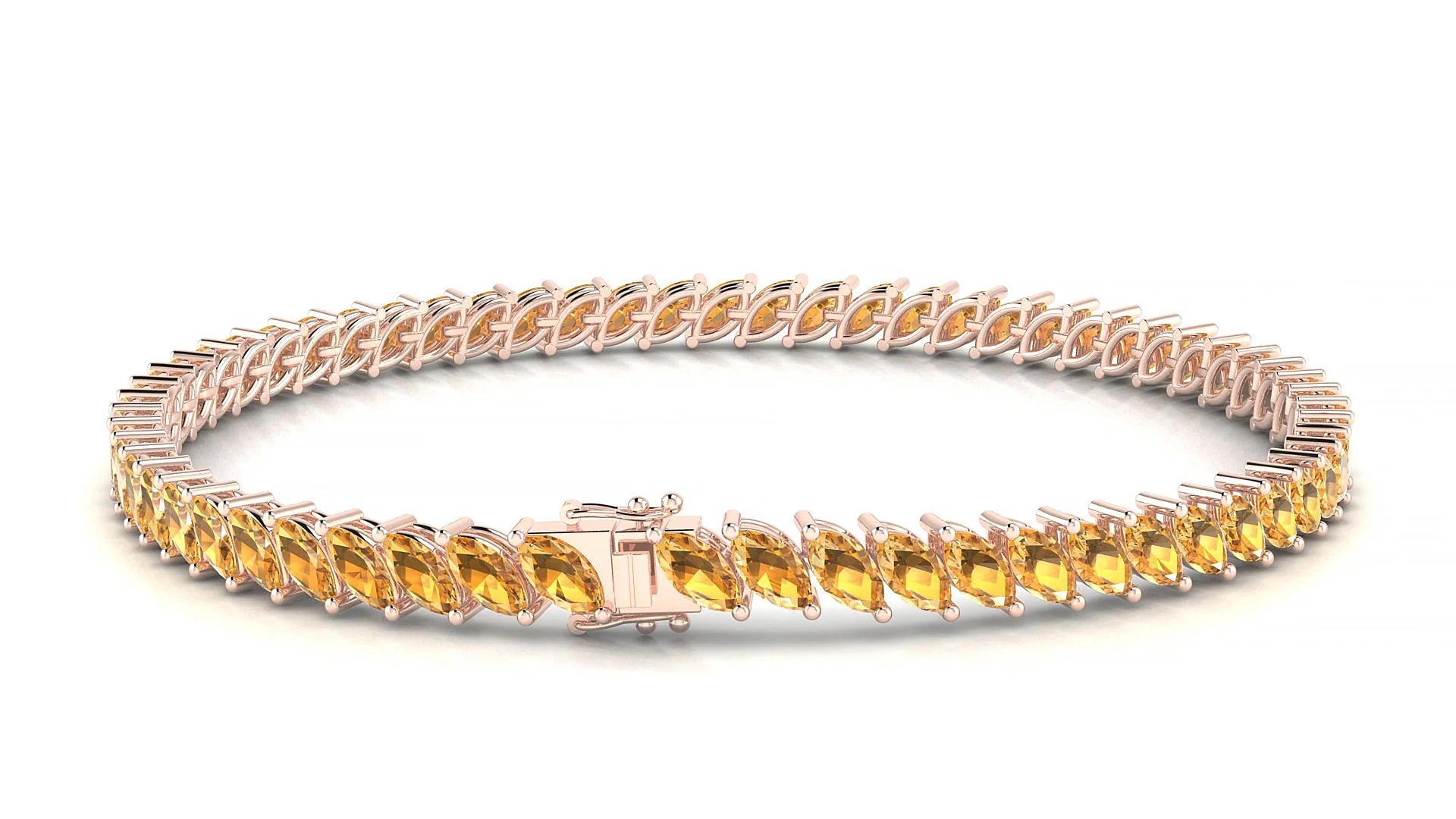 Venezia | 18k Rose Gold 5 x 2.5 mm Marquise Natural Citrine Tennis Bracelet