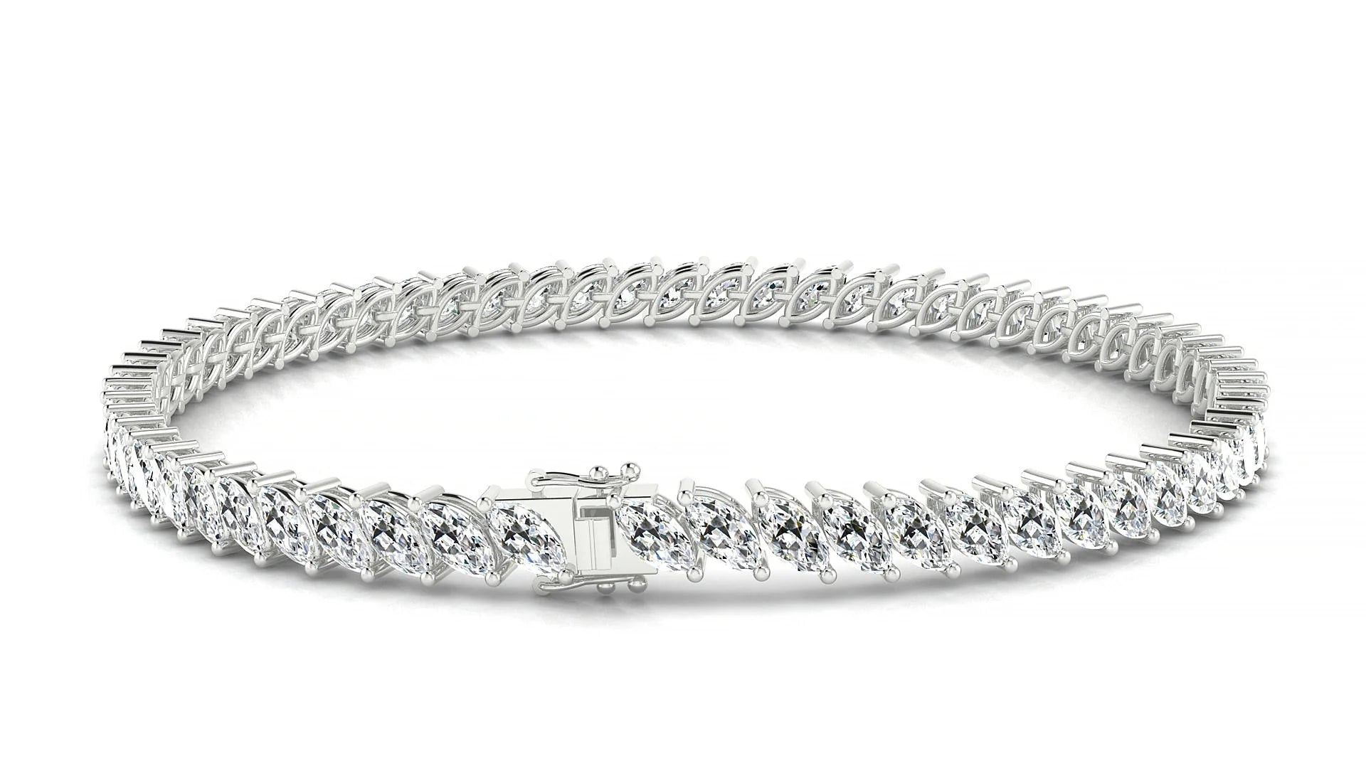 Venezia | 18k White Gold 5 x 2.5 mm Marquise Lab-Grown Diamond 18 cm Tennis Bracelet