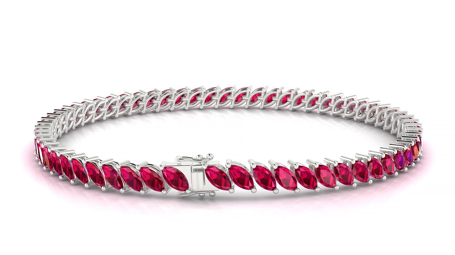 Venezia | 18k White Gold 5 x 2.5 mm Marquise Natural Ruby Tennis Bracelet