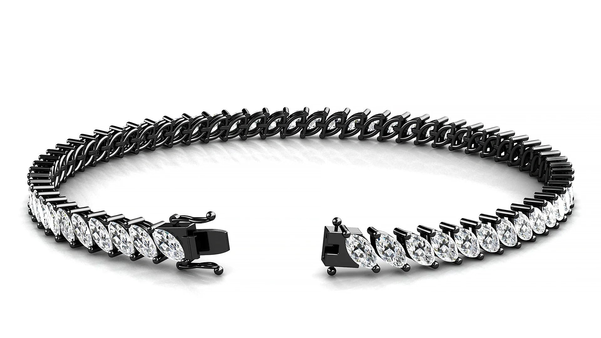 Venezia | 18k Black Gold 5 x 2.5 mm Marquise Lab-Grown Diamond 18 cm Tennis Bracelet