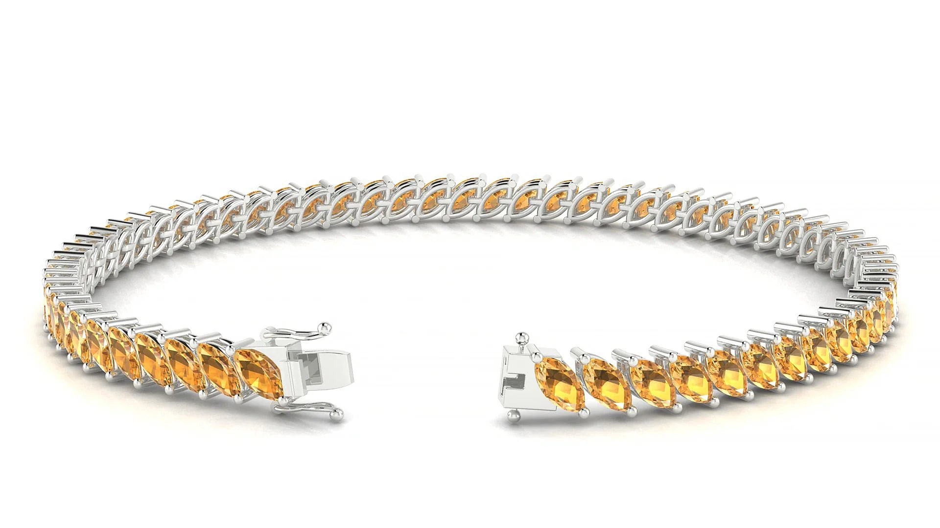 Venezia | 18k White Gold 5 x 2.5 mm Marquise Natural Citrine Tennis Bracelet