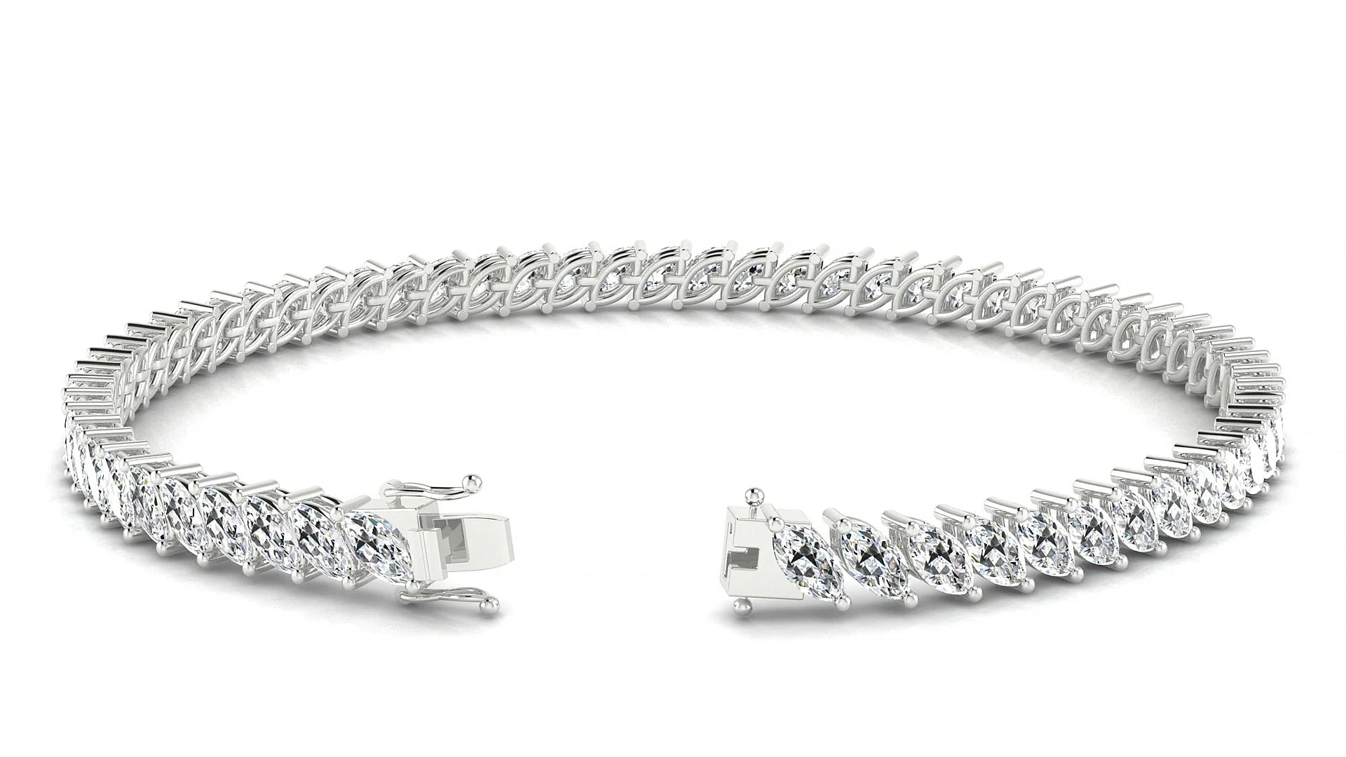 Venezia | 18k White Gold 5 x 2.5 mm Marquise Lab-Grown Diamond 18 cm Tennis Bracelet