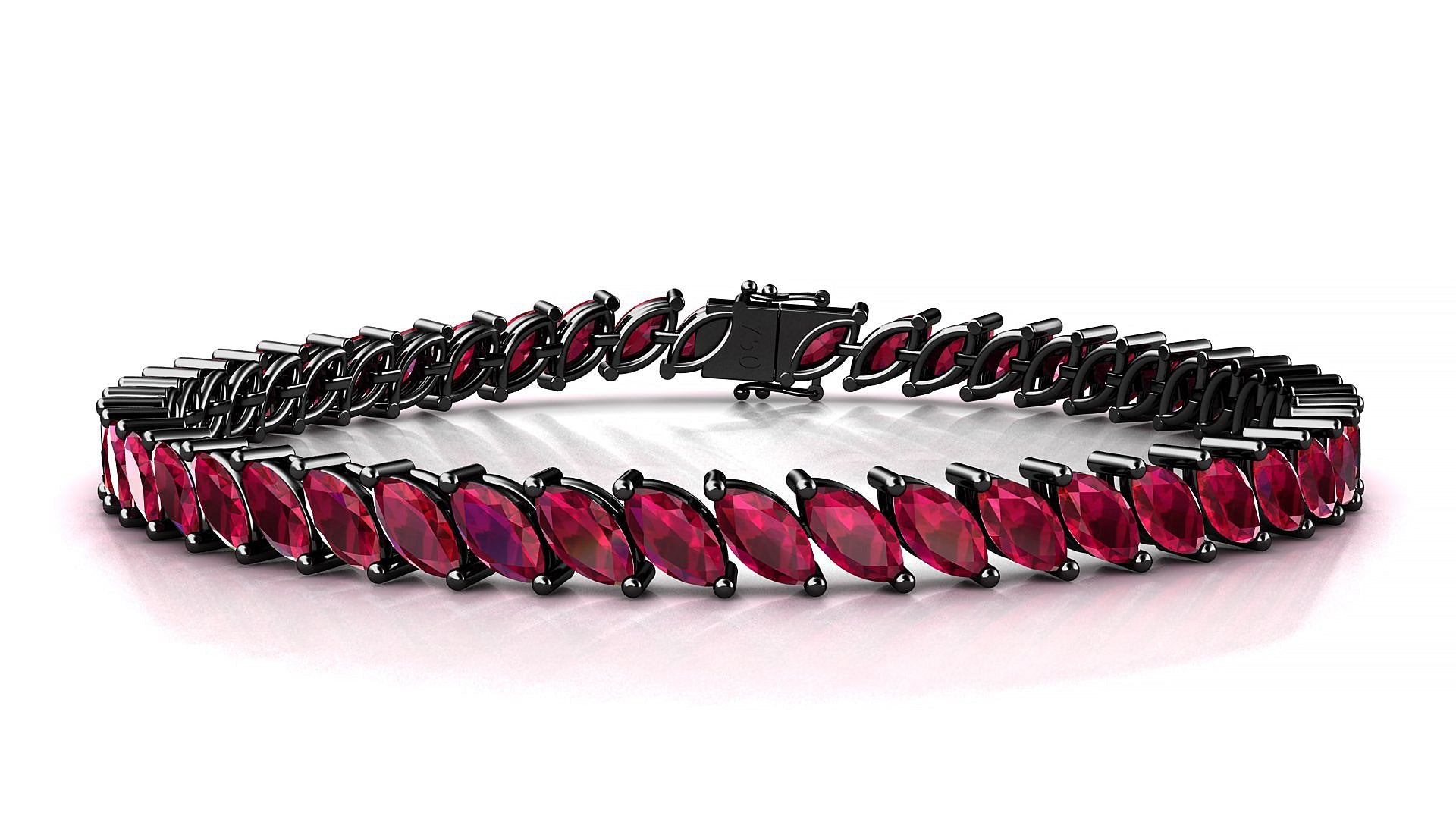 Venezia | 18k Black Gold 6 x 3 mm Marquise Natural Ruby Tennis Bracelet