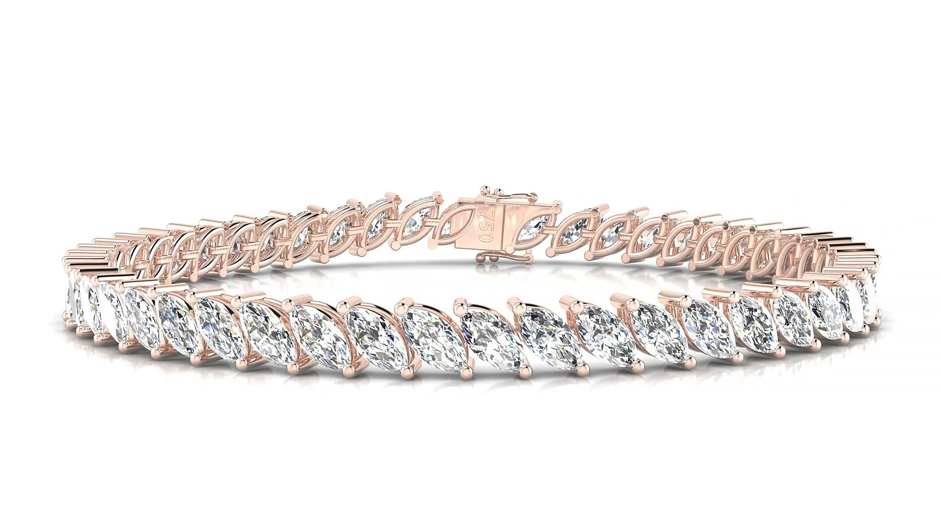 Venezia | 18k Rose Gold 6 x 3 mm Marquise Lab-Grown Diamond 18 cm Tennis Bracelet
