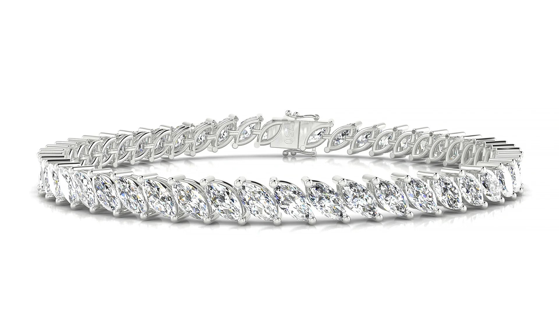 Venezia | 18k White Gold 6 x 3 mm Marquise Lab-Grown Diamond 18 cm Tennis Bracelet