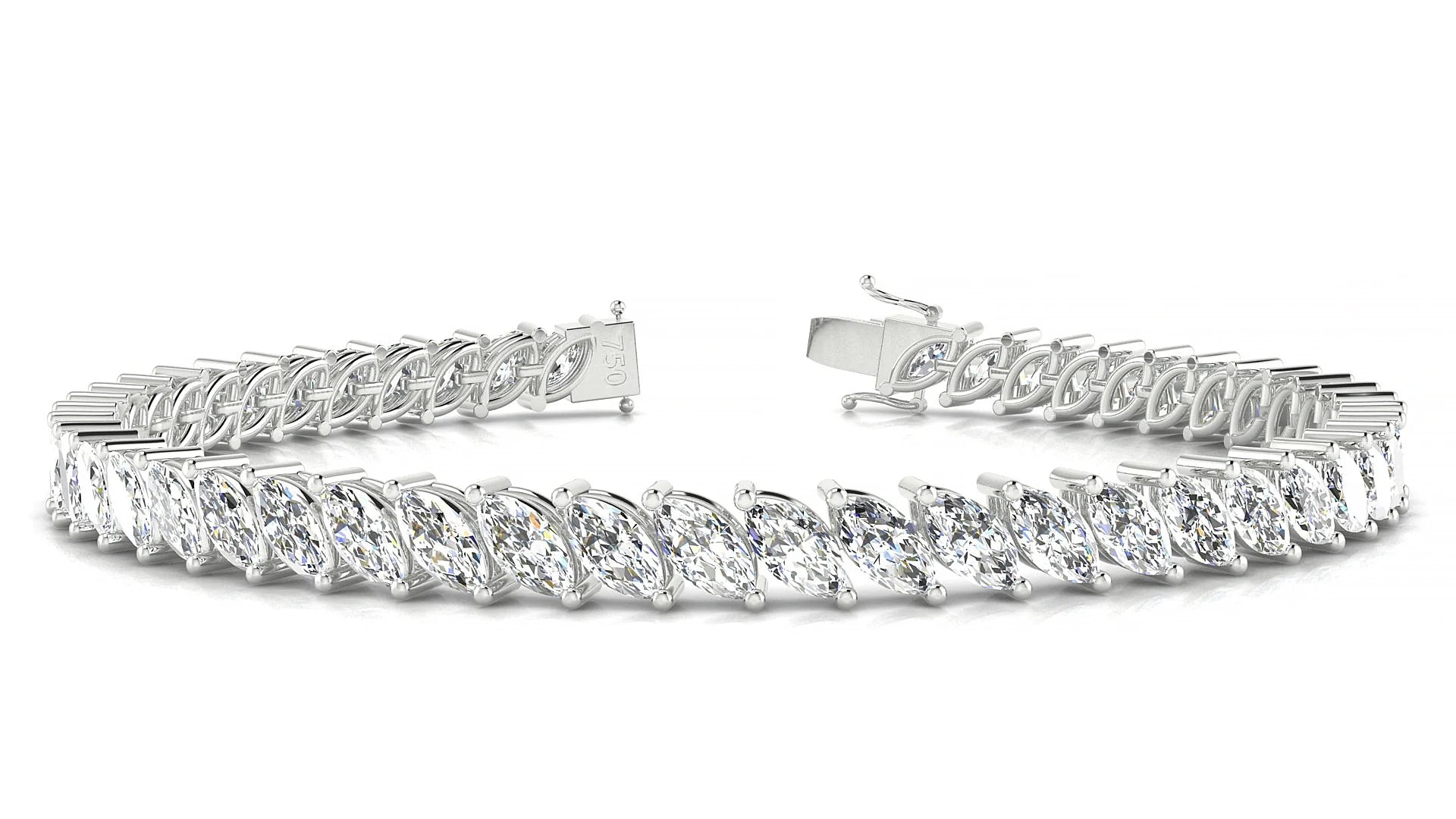 Venezia | 18k White Gold 6 x 3 mm Marquise Lab-Grown Diamond 18 cm Tennis Bracelet