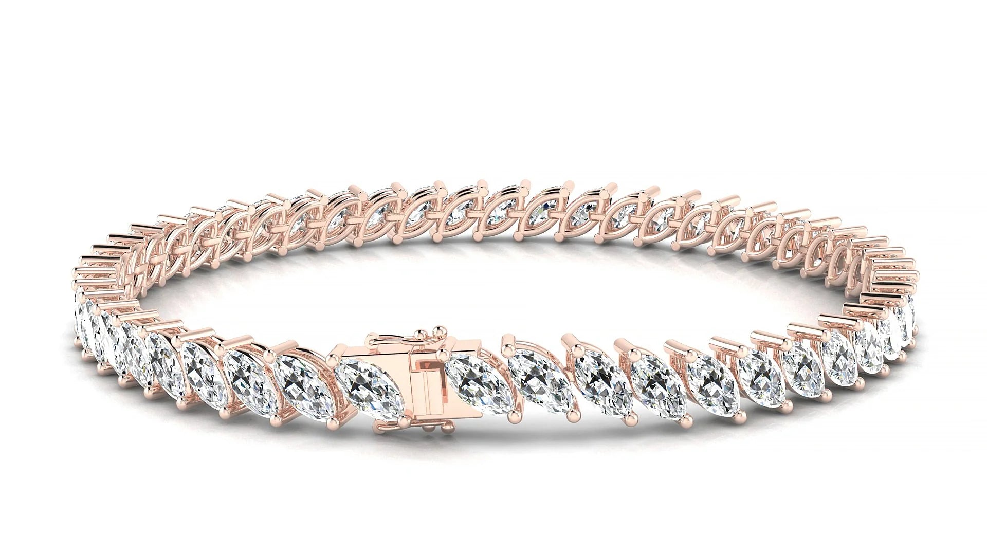 Venezia | 18k Rose Gold 6 x 3 mm Marquise Lab-Grown Diamond 18 cm Tennis Bracelet