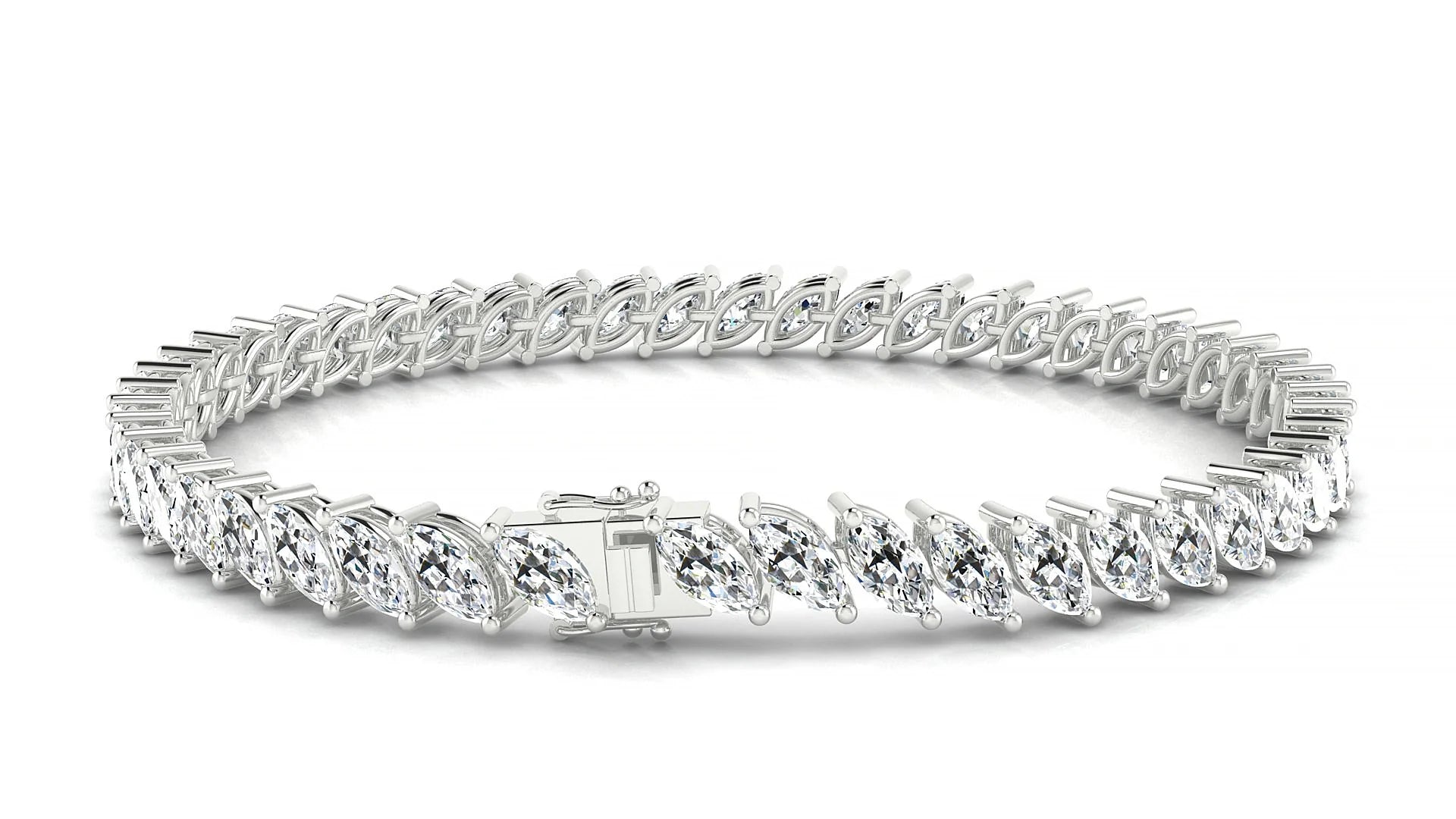 Venezia | 18k White Gold 6 x 3 mm Marquise Lab-Grown Diamond 18 cm Tennis Bracelet
