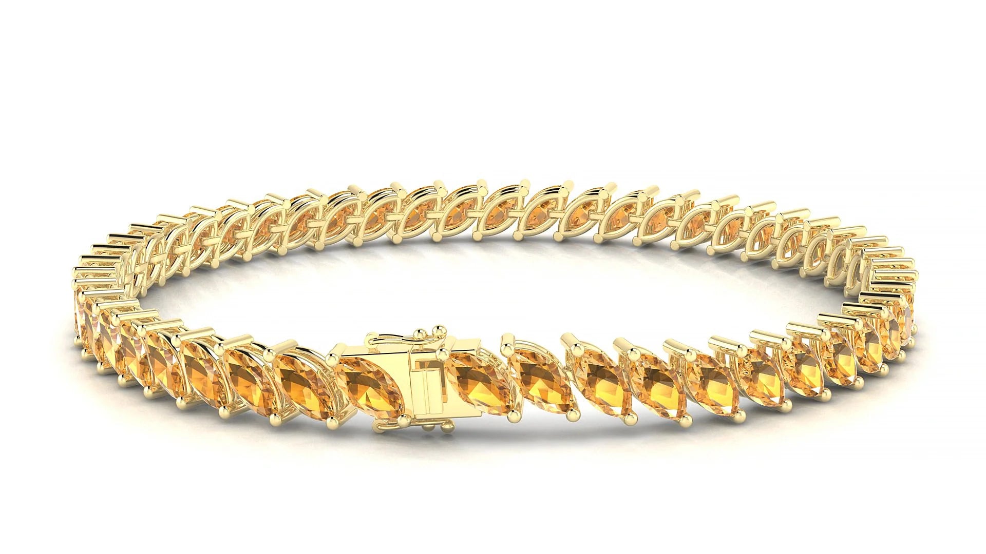 Venezia | 18k Yellow Gold 6 x 3 mm Marquise Natural Citrine Tennis Bracelet
