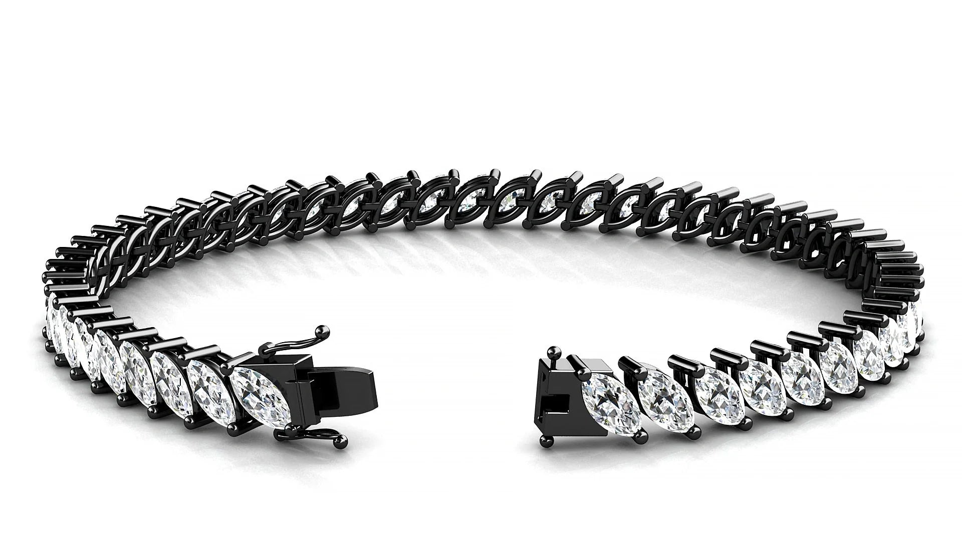 Venezia | 18k Black Gold 6 x 3 mm Marquise Lab-Grown Diamond 18 cm Tennis Bracelet